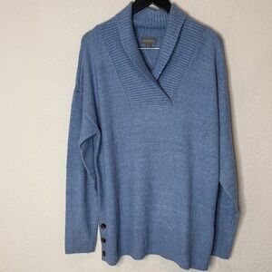 Blue Shawl Collar Sweater with Button Detail size L NWT by style and Co